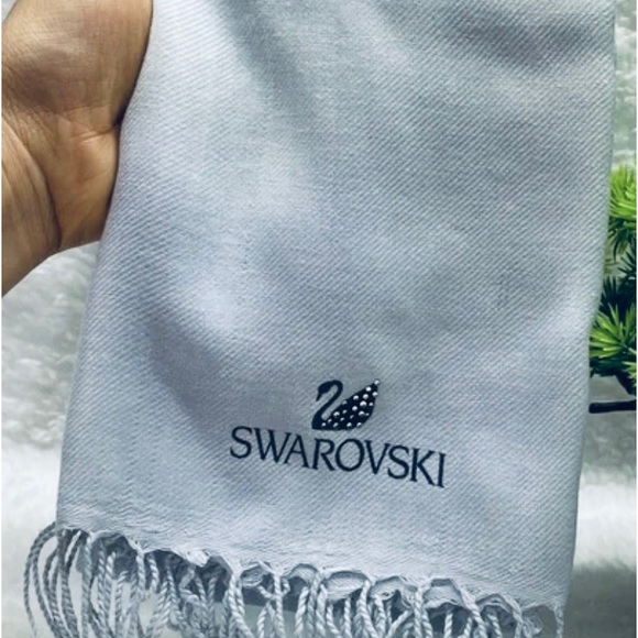 SWAROVSKI Light Gray with Crystal Accent %65 Polyester & %35 Viscose Scarf - Picture 10 of 16
